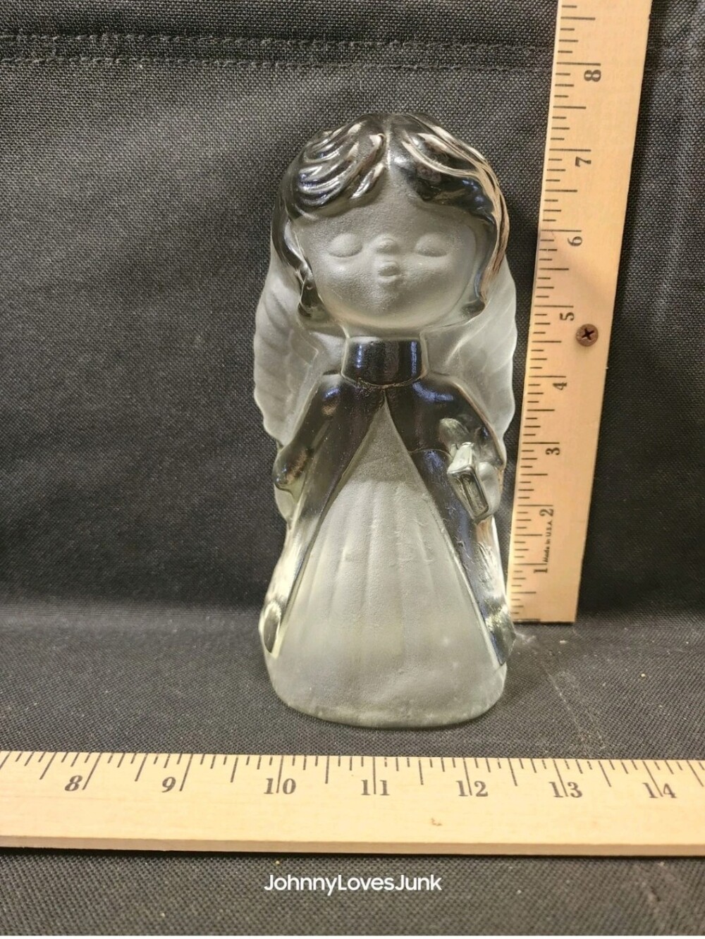 Vintage Viking Glass Christmas Angel Crystal Bookend Statue Figurine Flawless